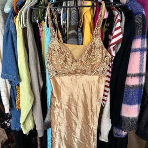 vintage vs gold slip lace dress